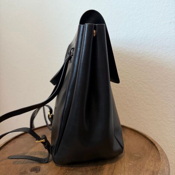 Aritzia Alxiliary Black Smooth Leather De Bray Backpack Book Bag Purse Women's - Picture 9 of 13